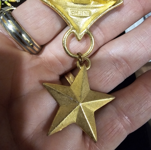 Vintage m jent signed brooch navy red blue green - Picture 4 of 4